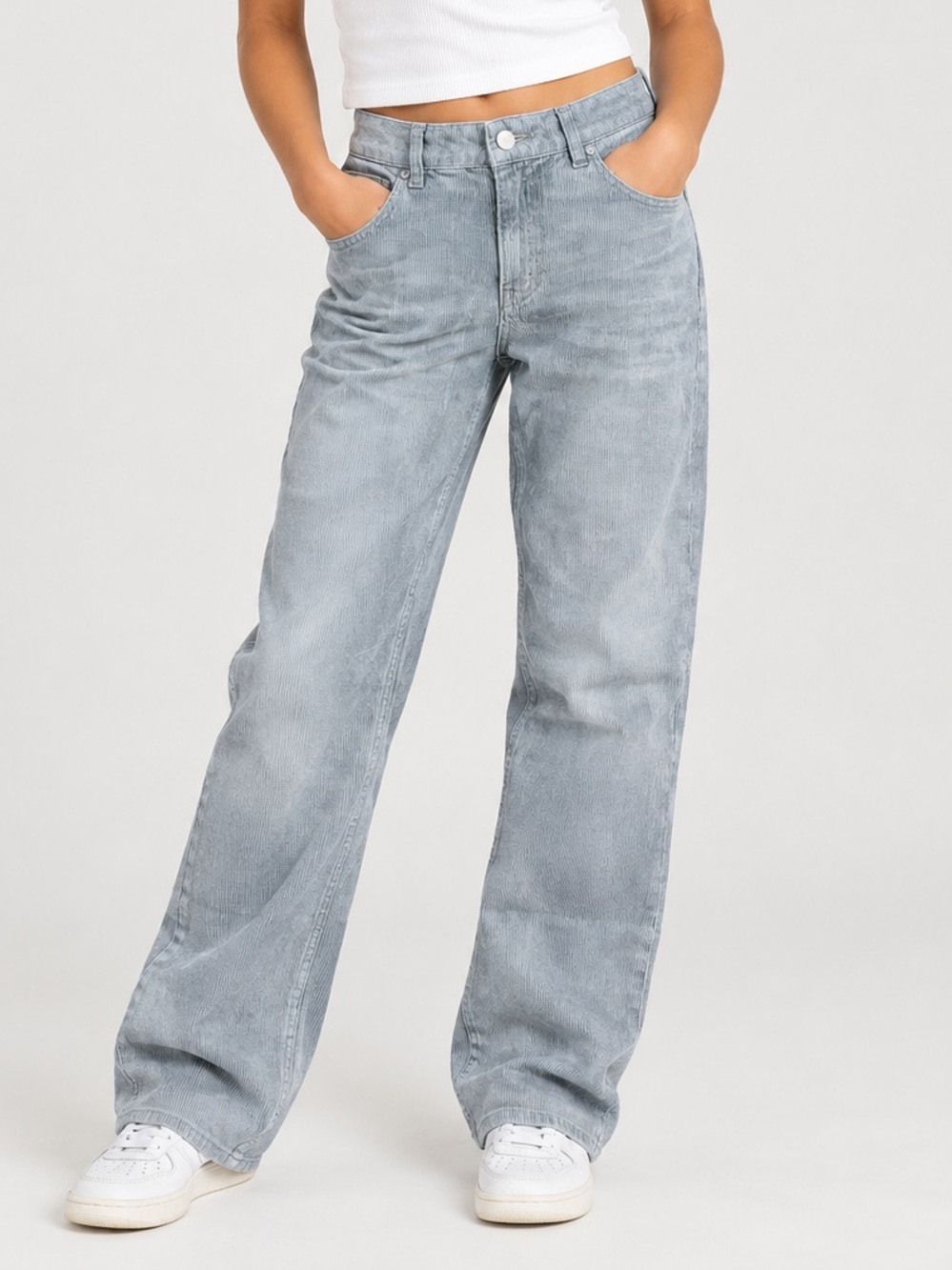 NWT RSQ Girls Mid Rise Baggy Corduroy Pants Blue Size 10
